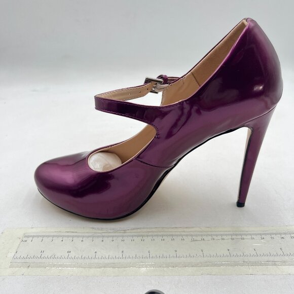Tang'scuisins Purple Buckled Mary Janes Strappy Stiletto High Heels Cute Pumps - Picture 2 of 8